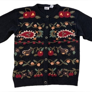 Vintage‎ Lucia Cardigan Sweater Sz L Embroidered Paisley Grannycore